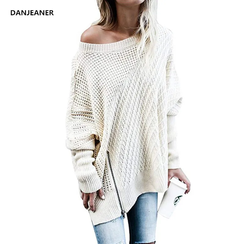 Осенние длинные свитера Danjeaner мода 2018 женские сексуальные вязаные пуловеры с