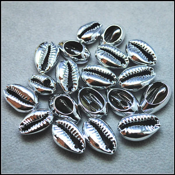 20pcs shell beads spacer plated golden silver color size 15-20mm length for charms bracelets making accessories or caps | Украшения и