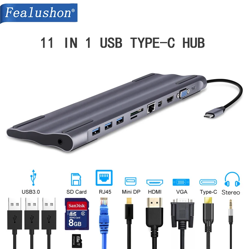 USB C ноутбук док-станция 3 0 VGA RJ45 PD концентратор HDMI порт подключения типа C: