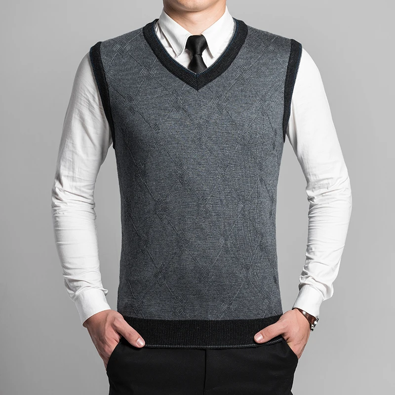 

2016 New Autumn Winter Classic V-Neck Vests Sweater Men Sleeveless Wool Sweater