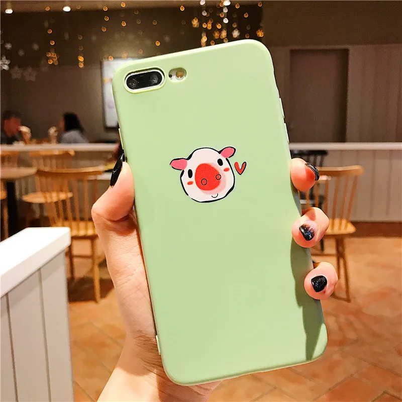 Lovely pig's head Phone Cases For iphone 6 6S 7 8 Plus case candy color Ultra Thin Soft Shell Cover X XR XS MAX cases |
