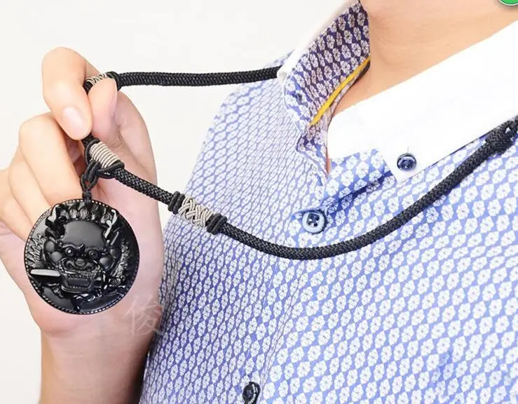 Натуральный Матовый кулон из обсидиана ожерелье с подвеской в виде льва