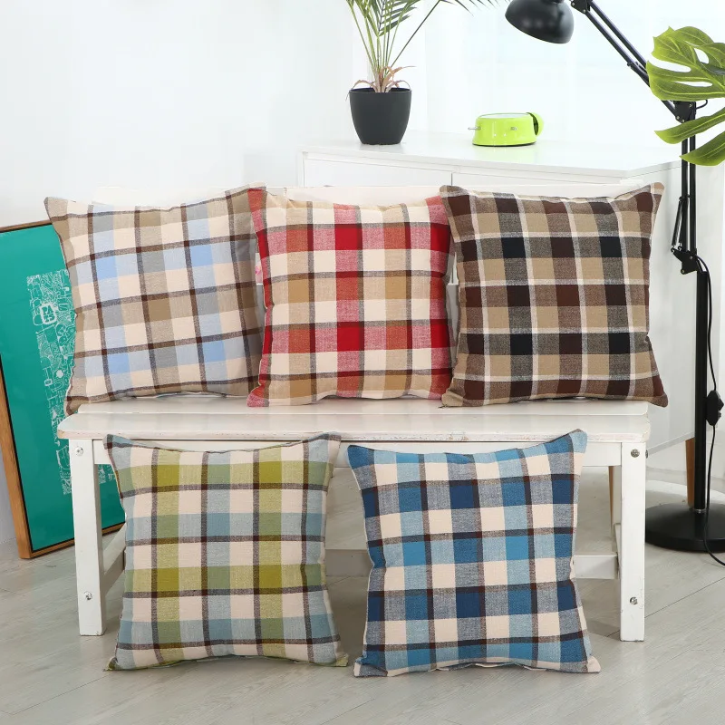 Nordic Parrern Colorful Lattice Pillow Case 45 x Cotton Linen Cases Cushions 5 Colors Plaid Striped Throw | Дом и сад