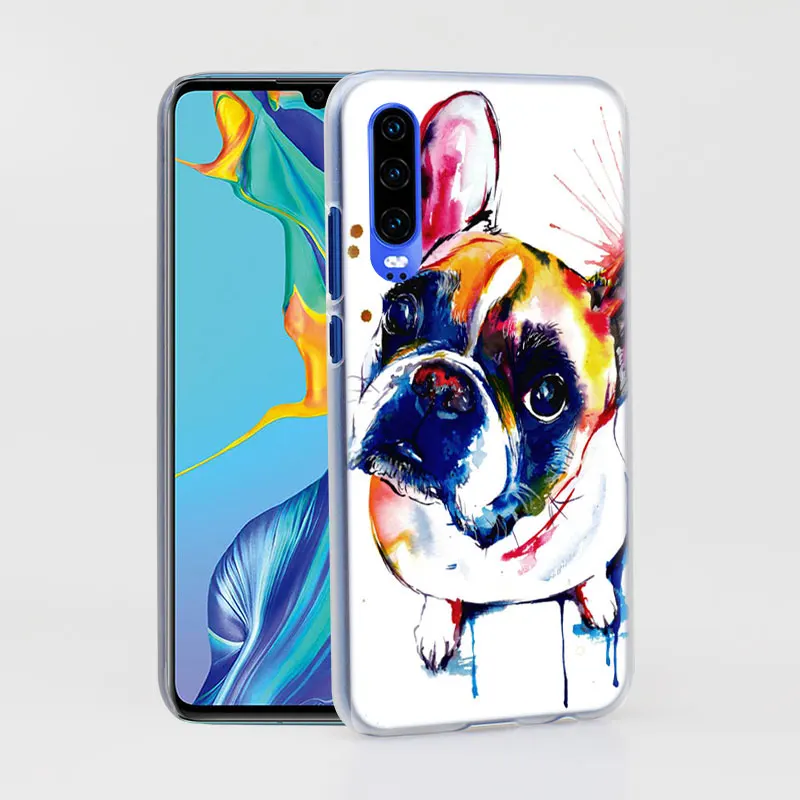 Французский Английский бульдог чехол для телефона для huawei P30 P30 Pro P9 P10 P20 Lite P Smart плюс вид 20 Жесткий задний Чехол бант