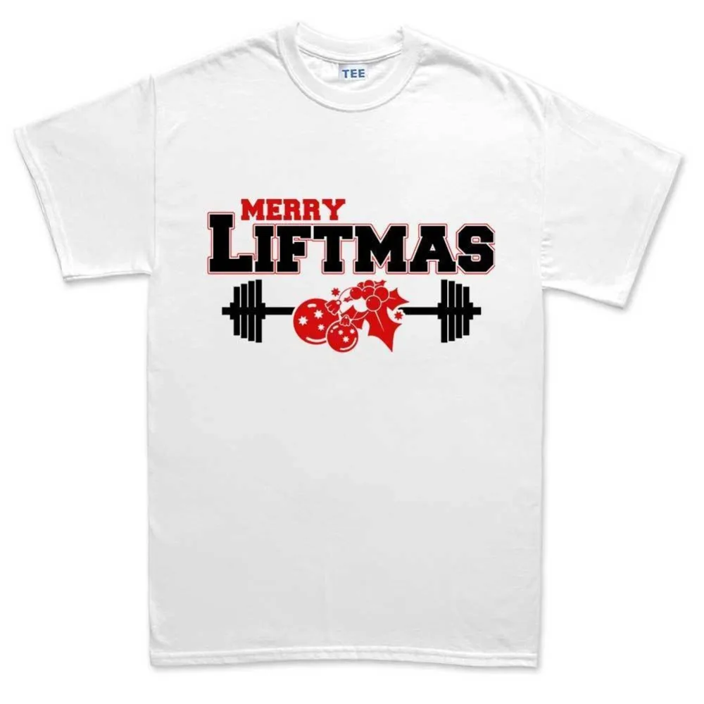 Новое поступление 2018 Мужская футболка новая с надписью Merry Liftmas подарок для