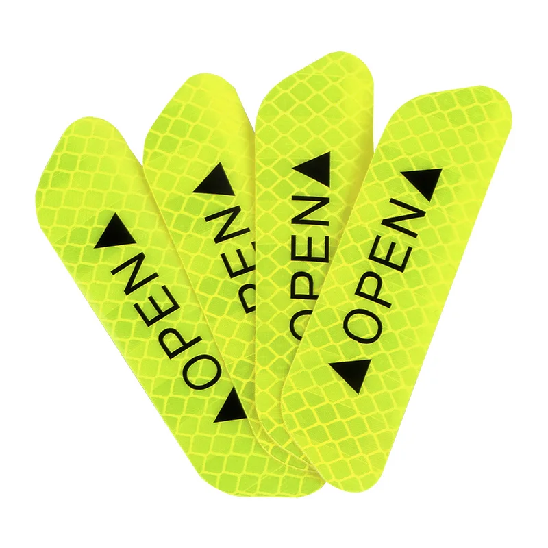 Fluorescent green 4 шт. автомобиля двери открытой безопасности анти-столкновения предупреждающие светоотражающие наклейки для Toyota Camry Corolla RAV4 Land Cruiser автомобильные аксессуары - Название цвета: Fluorescent green
