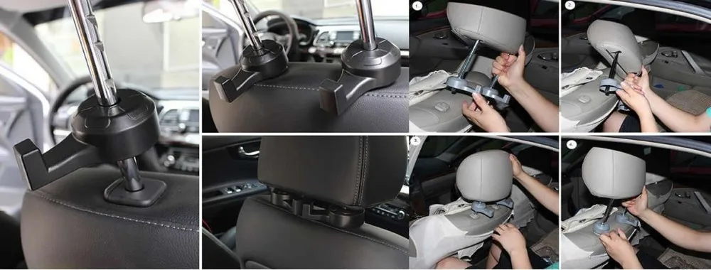 

Car SUV Seat Headrest Stand Holder Hooks Hanger Organizer Bag Coats Bracket Stands