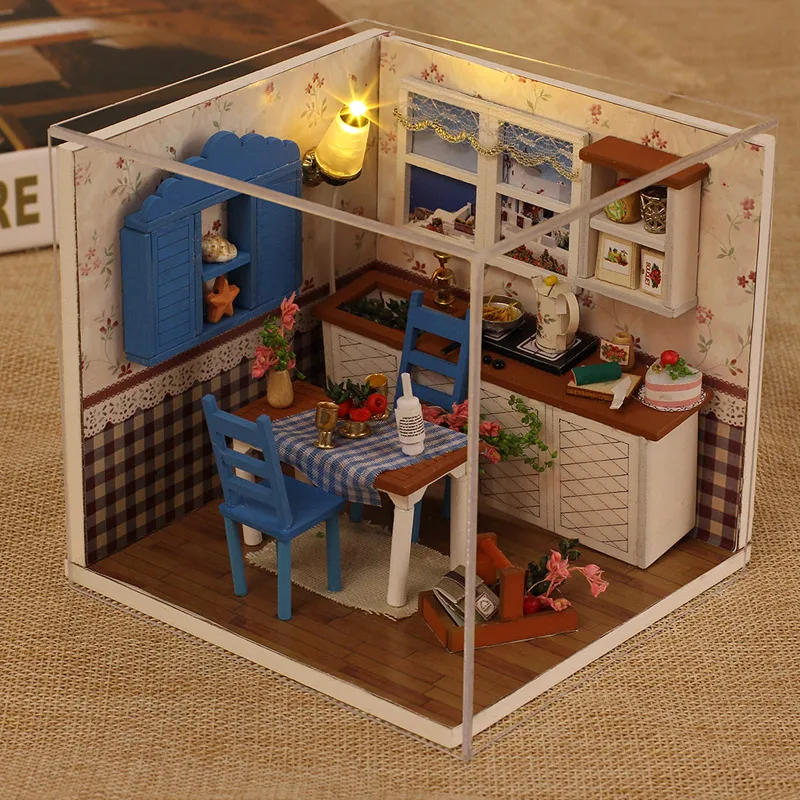 3D деревянные кукольные домики DIY теплый кофе время миниатюрный кукольный домик