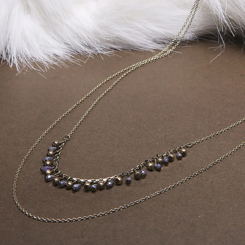 Цепочки и ожерелья-Европа США Простые Ретро Богемия двойной Стекло жемчуг