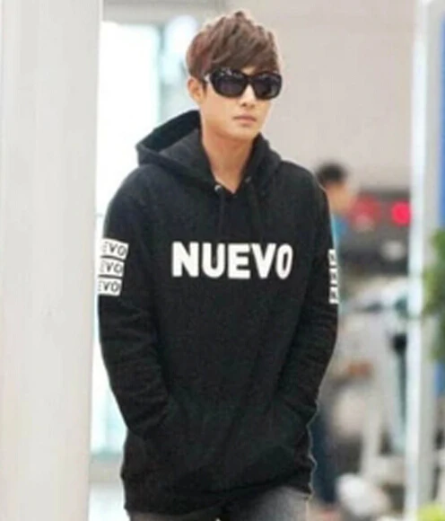 Новинка 2015 Осенний пуловер с надписью Kim Hyun Joong черный и серый цвета худи для