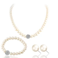 fashion bridal jewelry sets imitation pearls wedding earrings crystal necklace party beads bracelet accessories party gifts