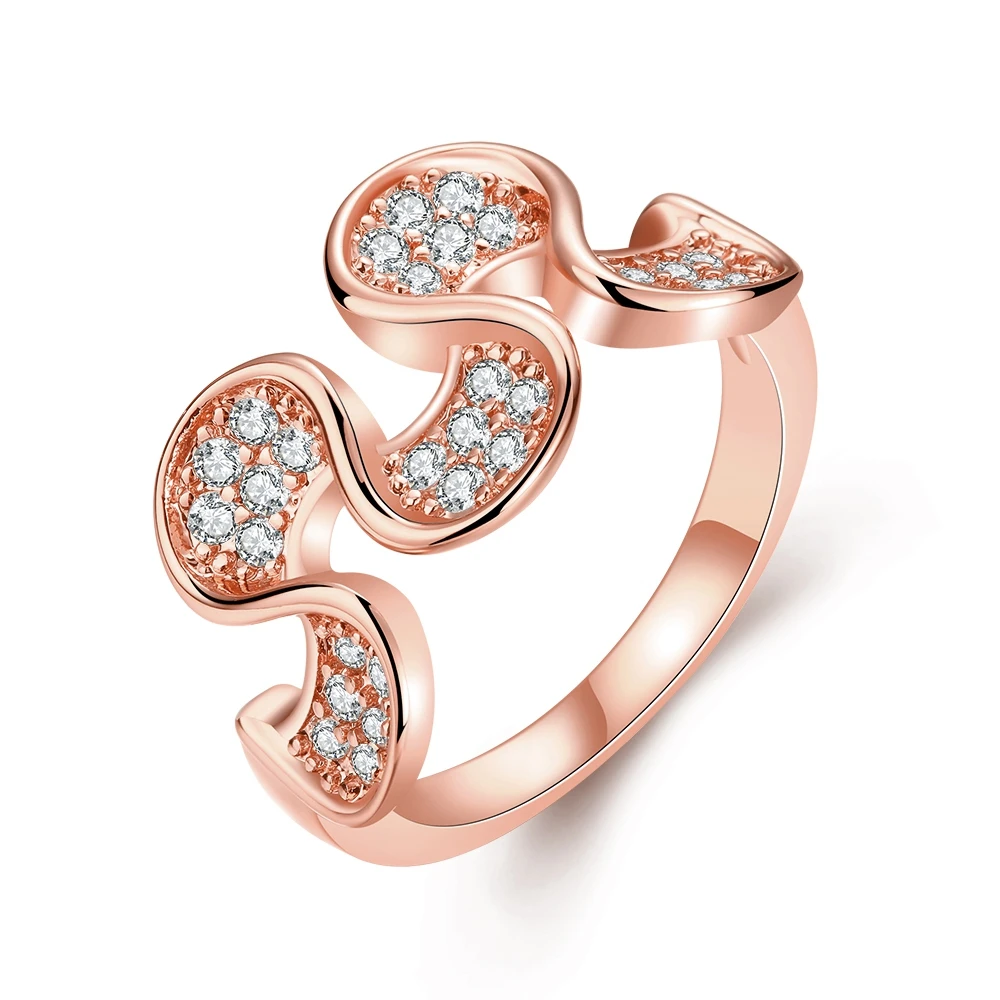 2017 Мода Женщина Кольцо Брелок Геометрические Лепесток Циркон Элегантный Дизайн