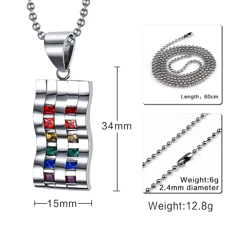 Mprainbow Для женщин Ожерелья для мужчин Нержавеющая сталь Радужная Волна