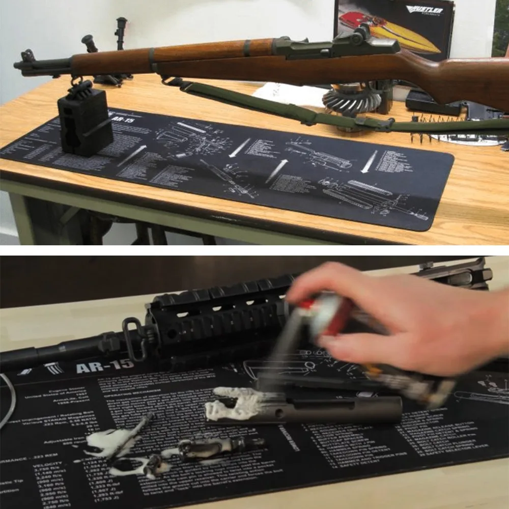 

36x12 Inch GunSimth Rifle Gun Cleaning Bench Rubber Mat with All Part List Printing and Instruction for AR-15 AK47 remington 870
