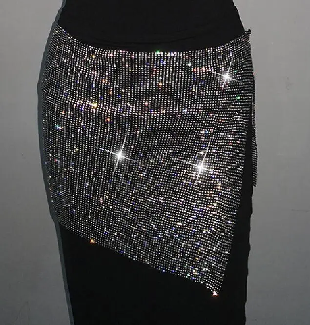 Black-Skirt Сексуальная металлическая цепочка на тело, платье с блестками для женщин, сверкающие бриллианты, шикарное летнее платье, Роскошные платья для ночного клуба, платья для вечеринок, бодикон, новинка - Цвет: Black-Skirt