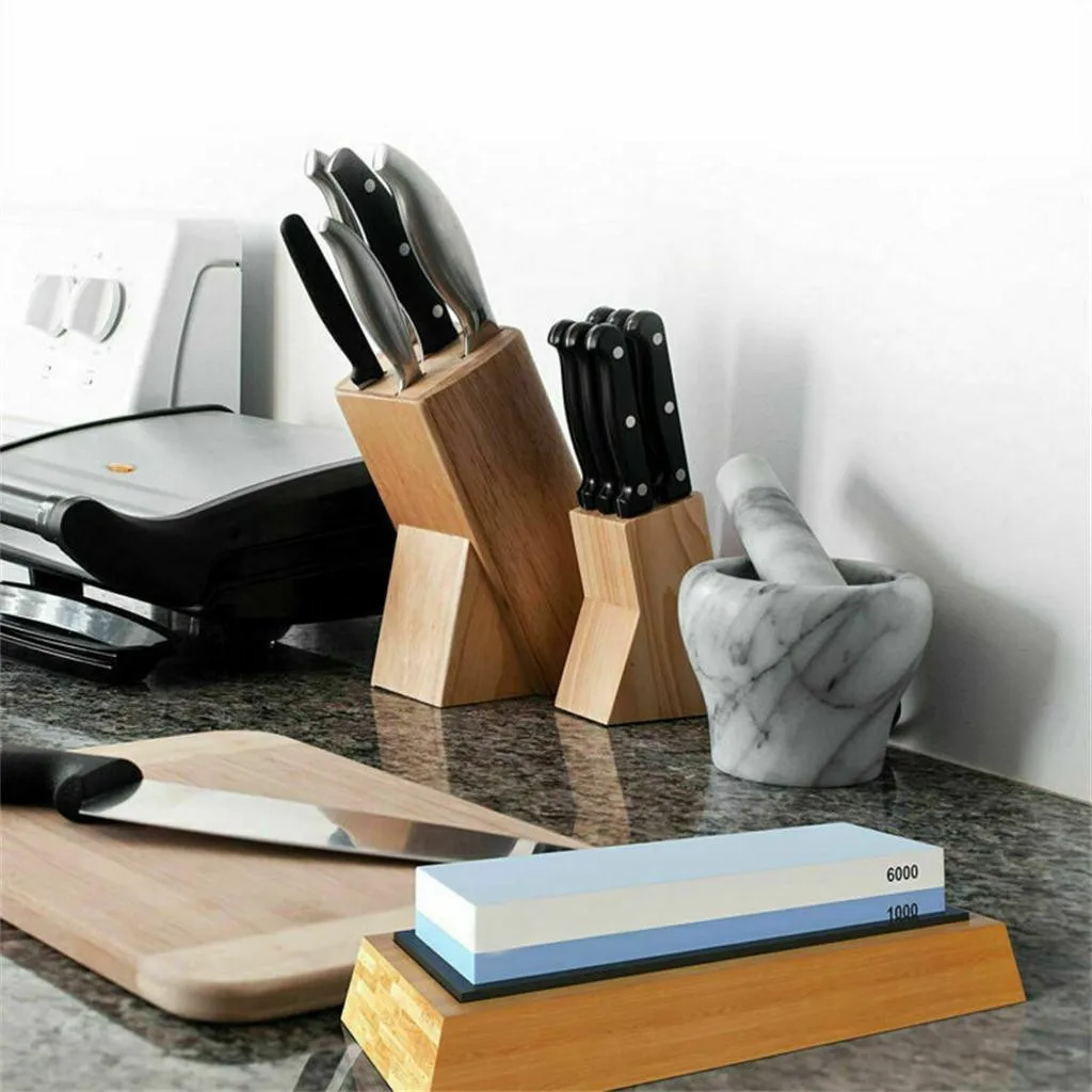Sharpening 1000/6000 Grit Stone Knife Sharpener Professional Kitchen Whetstone Wet Two Sided | Дом и сад