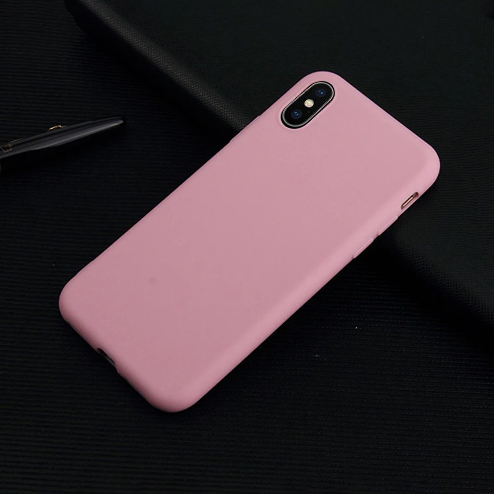Цветной матовый Силиконовый чехол из ТПУ для iPhone X XR XS Max 6s 6 Plus ультра тонкие чехлы