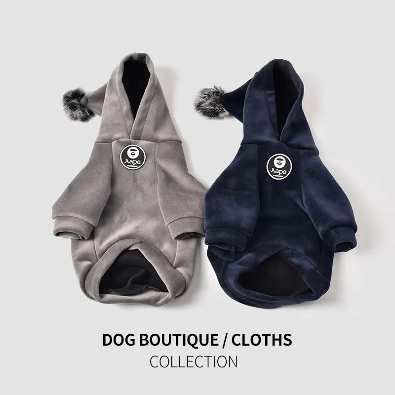 Dog Clothes Outfit for French Bulldog Teddy Soft Pet Fashion Hooides Autumn/Winter Warm Cotton With Hat Cute Coat | Дом и сад