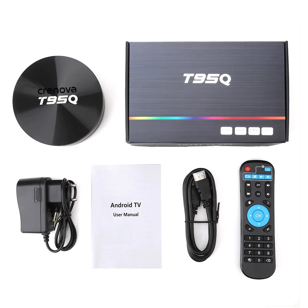 ТВ приставка crenovo Android 8 1 S905X2 4 ГБ 32 64 Гб Поддержка 2 4G 5 8G Dual Wi Fi Bluetooth T95Q 3D K Smart TV