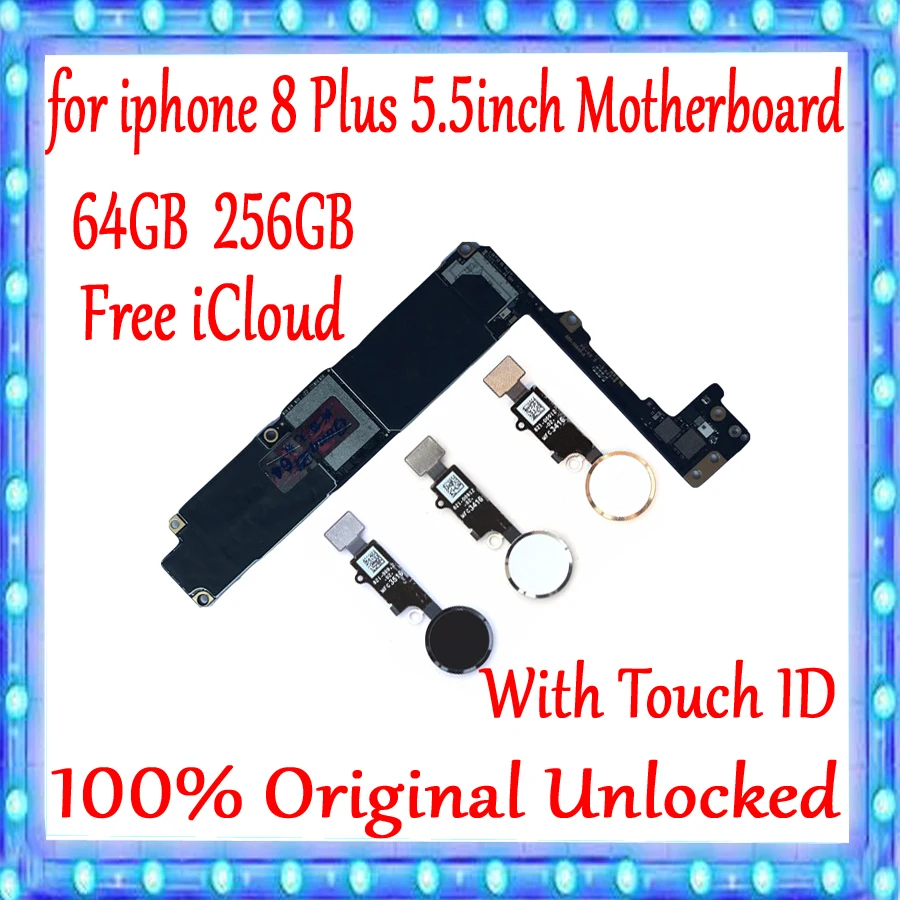 

64GB/256GB For iPhone 8 Plus 5.5inch Factory Unlocked Motherboard 100% Original Mainboard Good Tested With Touch ID/NoTouch ID