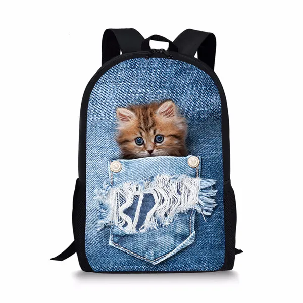 CC2294C Coloranimal милая собака 3D животное кошка школьные рюкзаки для девочек мальчиков синий деним печать рюкзак Детский рюкзак для книг - Цвет: CC2294C