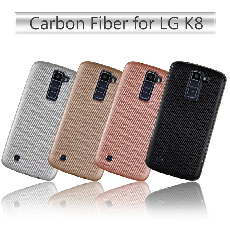 MAKAVO Для LG K8 Case Углеродного Волокна Кожи Задняя Крышка Тонкий мягкий Fundas LTE K350E K350N