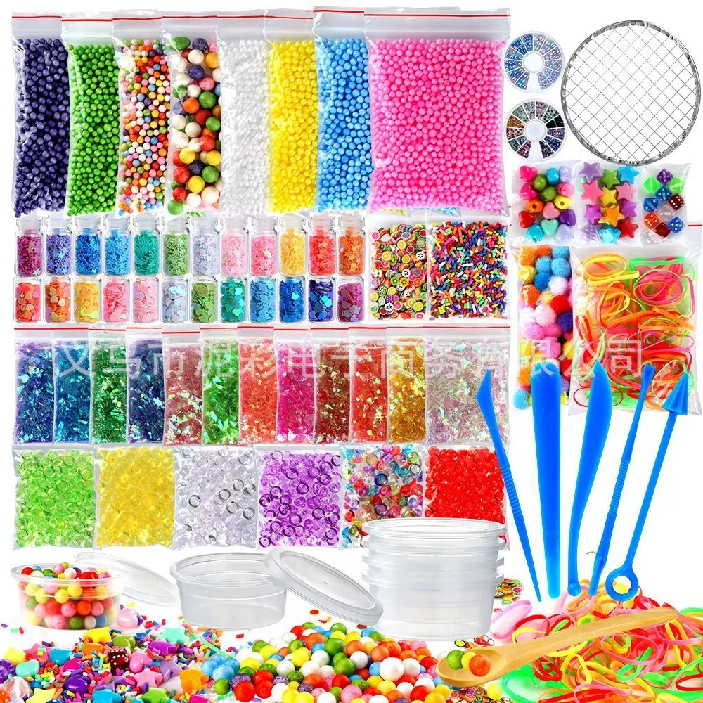 New 72 Pack Making Kits Supplies for Slime Including Foam Balls Fishbowl Beads Net Glitter Jars Pearls Sugar Paper Spoon | Игрушки и