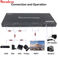 4K 50/60Hz HDMI Matrix 4X2 Audio Extractor Switch For Dolby True HD ARC SPDIF EDID 4 In 2 Out HDMI Converter Switcher Splitter