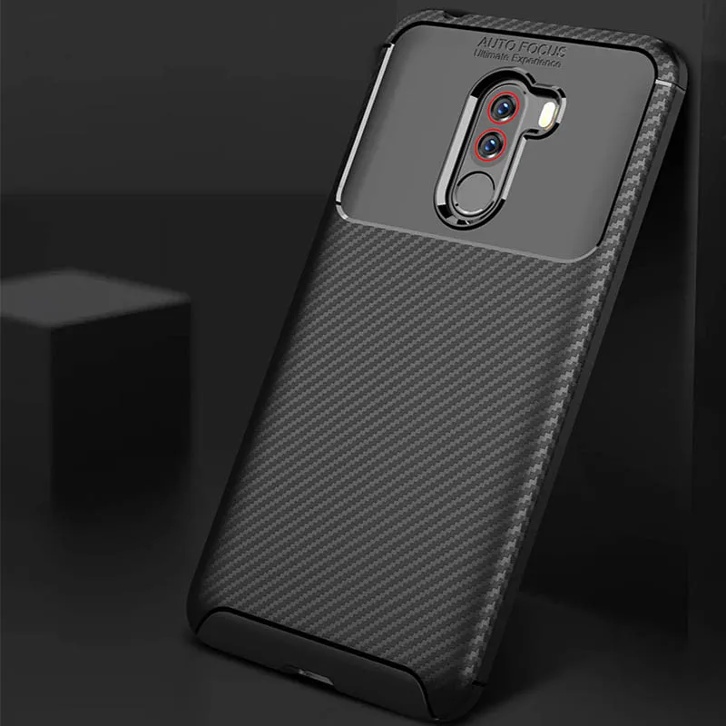 For Xiaomi PocoPhone F1 Case Cover Luxury Shockproof Carbon High Quality Soft TPU Silicone Back Funda | Мобильные телефоны и