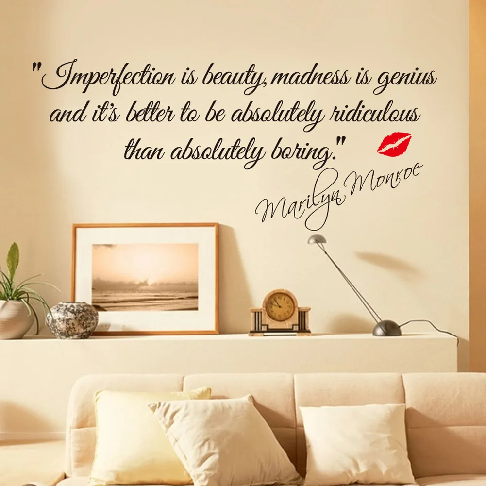FF IMPERFECTION IS BEAUTY-MARILYN стикер на стену Монро Цитата Наклейка Арт Деко винил | Дом и сад