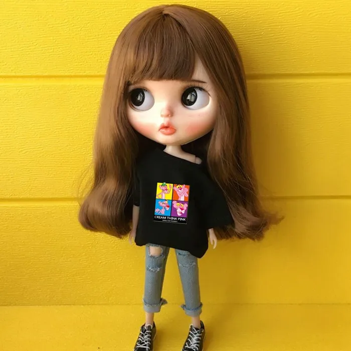 1/6 blyth doll clothes Accessories Fashion carton T-shirt + jeans for barbie 30cm accessories | Игрушки и хобби