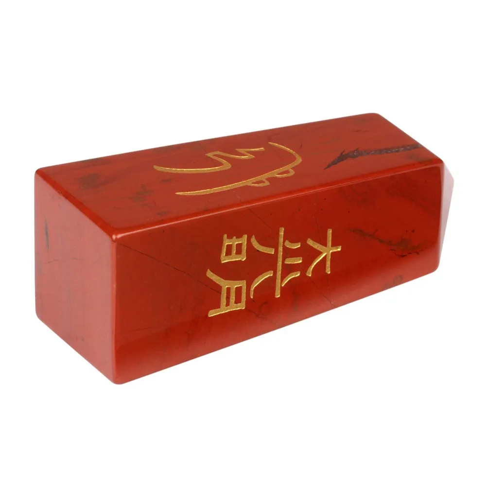 Натуральный тусклый красный яшма резная тетрагональная Призма чакра камни