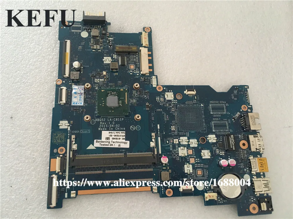 Оригинальная материнская плата для ноутбука HP 15 AC SR29H N3050 815248 001 ABQ52 полный