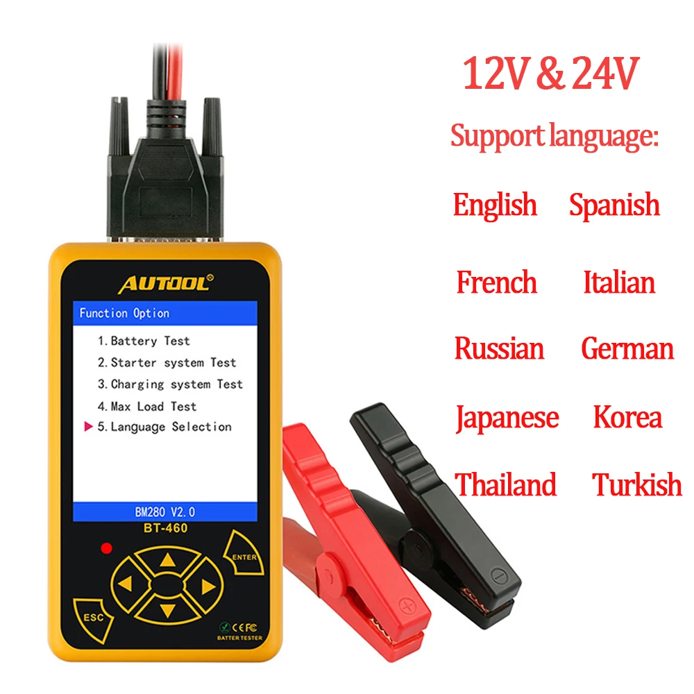 Mr Cartool BT460 автомобиля Батарея Тестер 12/24 V анализатор клеток средство диагностики