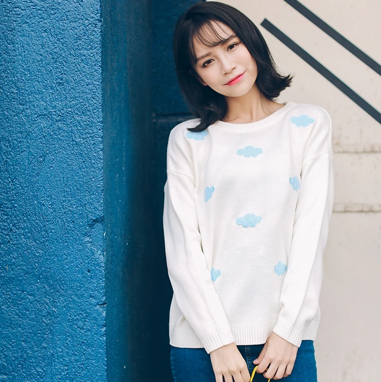 2019 Korean new winter women sweaters Harajuku cute 3D clouds hedging thick round neck sweater femela Christmas Sweater | Женская одежда