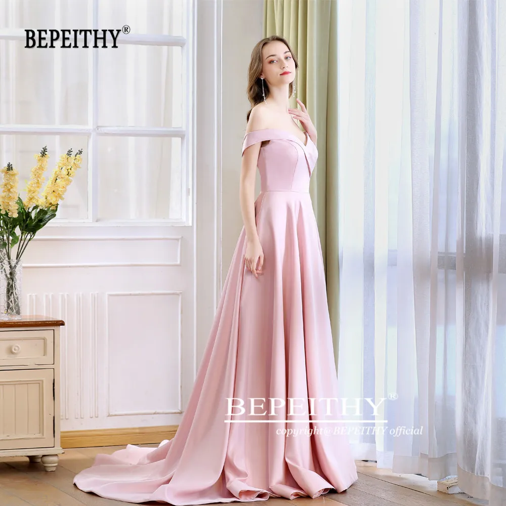 2021 BEPEITHY весеннее Платье De Soiree розовое вечернее платье с открытыми плечами