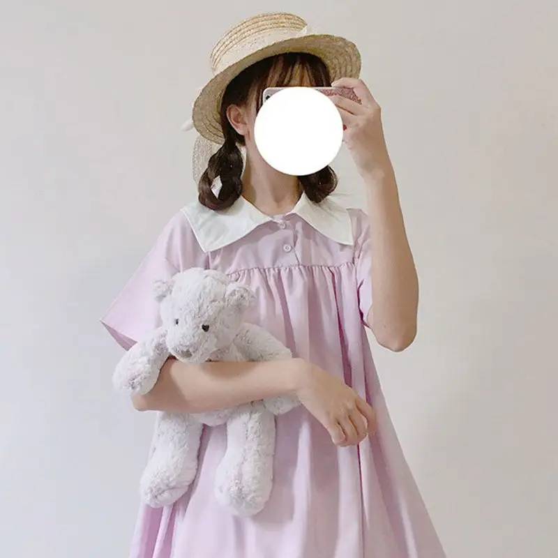Платье в стиле Лолиты Kawaii летнее повседневное милое платье с короткими рукавами