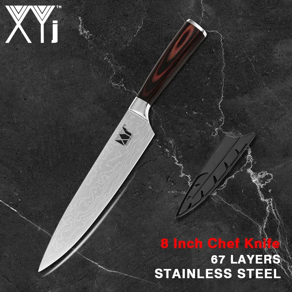 A 8 inch Chef XYj 7 дюймов нож Santoku кухонные ножи для приготовления ножей острый нож для нарезания овощей нож резак для мясо рыба кухонные инструменты - Цвет: A 8 inch Chef
