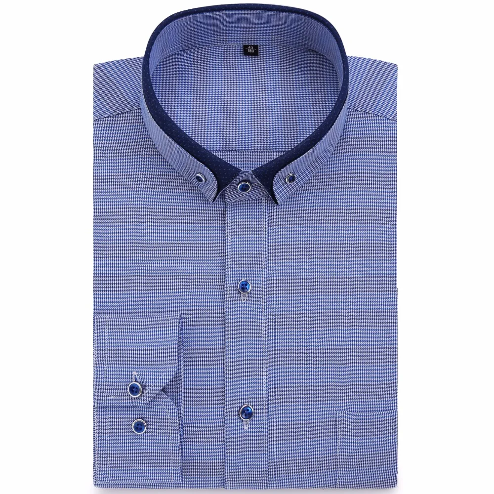 Мужская хлопковая рубашка с длинным рукавом приталенная однотонная|mens dress