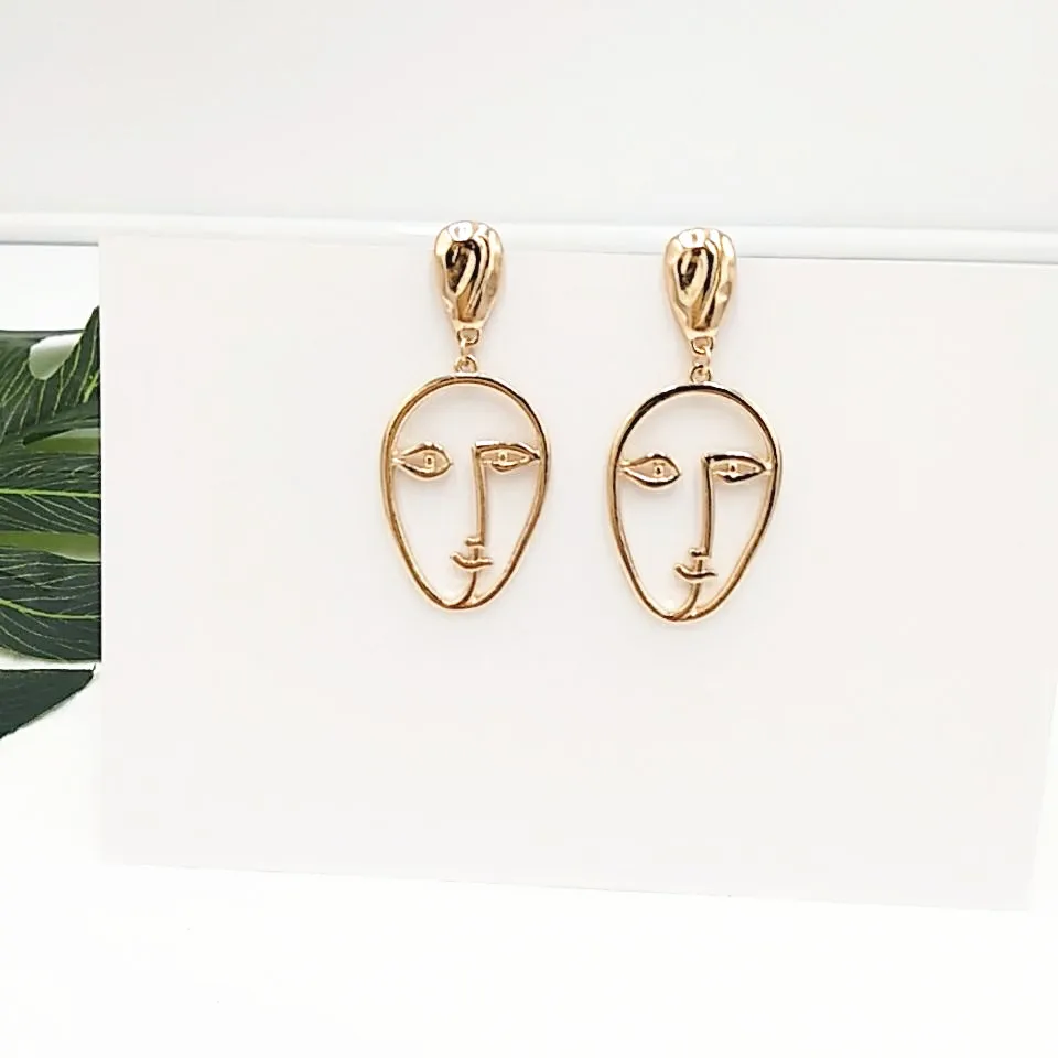 free shipping 6 pair /lot fashion jewelry Artistic Temperament Hand Made Abstract Face Female Earrings | Украшения и аксессуары