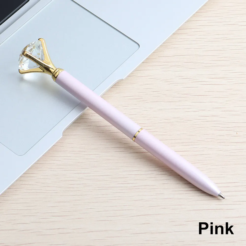 Pink 22 цвета, шариковая ручка, большая металлическая шариковая ручка с большим бриллиантом, синяя и черная волшебная ручка, модные школьные офисные принадлежности - Цвет: Pink