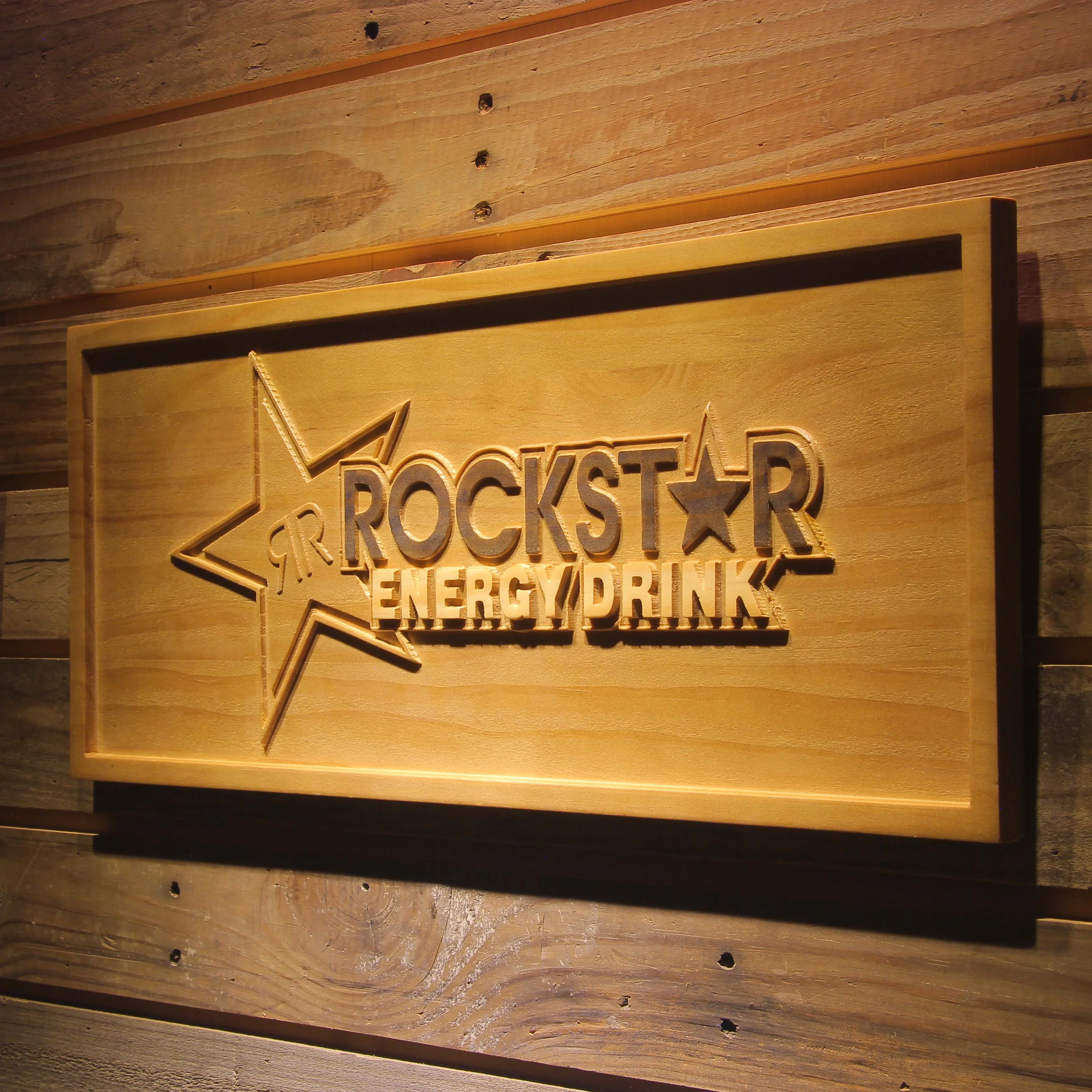 Rockstar энергетический напиток бар 3D деревянный знак|Таблички и знаки| |
