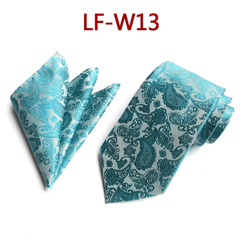 

Men Green Grey Paisley Silk Necktie Ties Handkerchief 2 Pieces Tie Sets