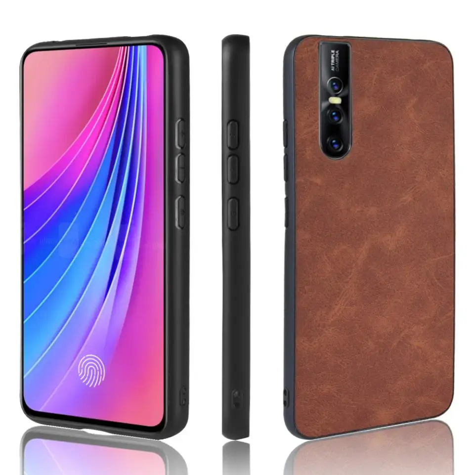 For vivo V15 Pro Case Fashion Splice Double Color Hybrid PC TPU PU Leather Phone Slim Back Cover Soft Edge Hard Shell |