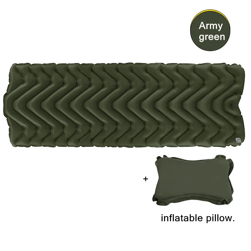army green Уличная Ультралегкая надувная подушка, коврик для сна, коврик для кемпинга, матрас для кемпинга, альпинизма, туристический матрас - Цвет: army green