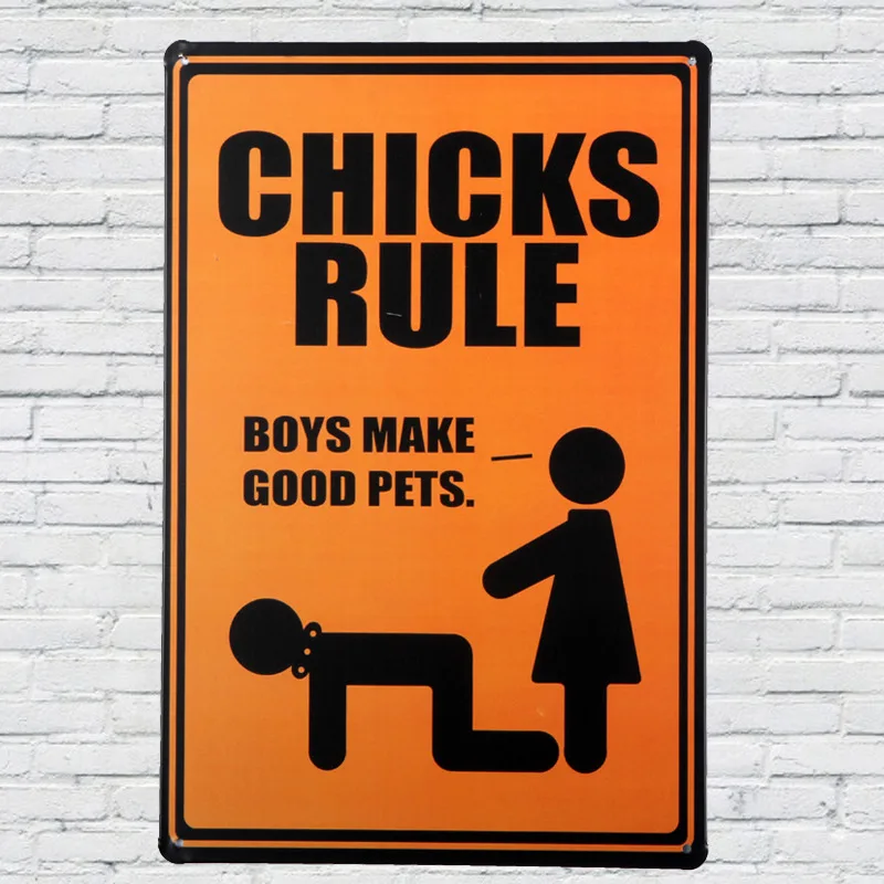 

CHICKS RULE Tin Signs Vintage Metal Sign Art Poster Bar Pub Cafe House Wall Decor Plaque Picture 20*30cm Wholesale