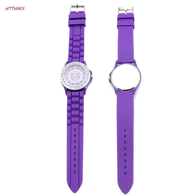 

HTTHNCF Geneva Fashion Crystal Jelly Gel Silicon Girl Women's Quartz Wrist Watch