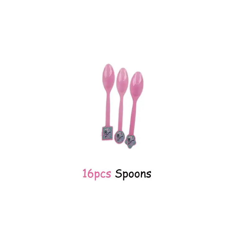 16pcs spoons Вечерние принадлежности с единорогом/русалочкой 16 шт. бумажные тарелки вилки ложки украшения для дня рождения Детская одноразовая посуда/салфетка бумага - Цвет: 16pcs spoons