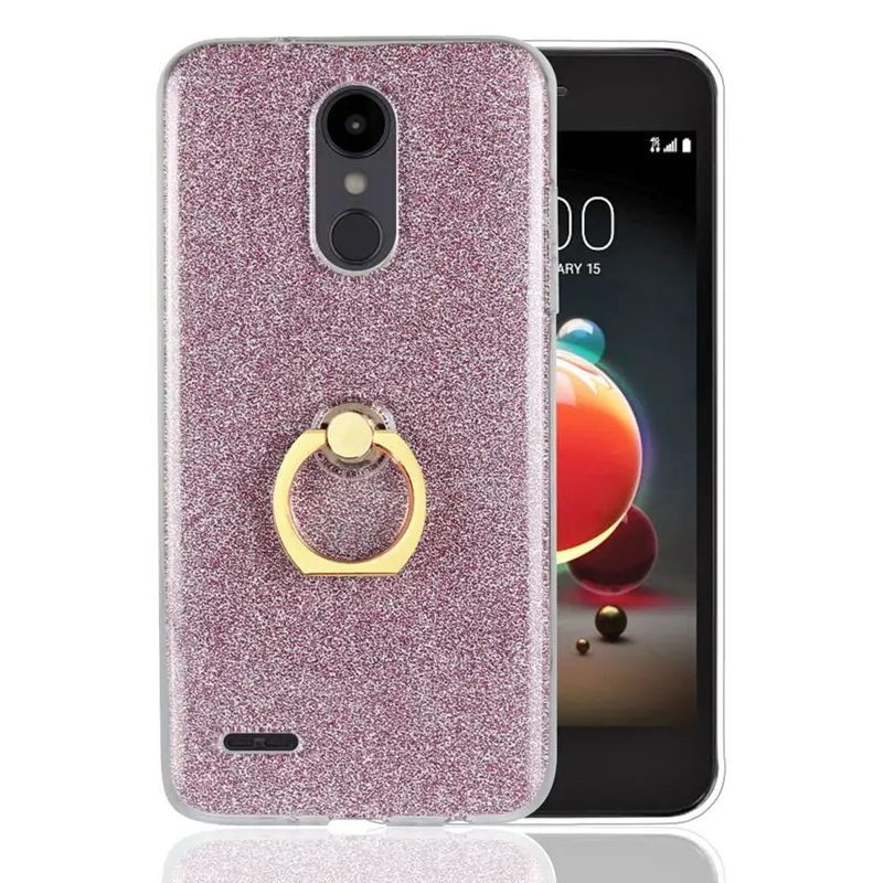 UPaitou чехол с блестками для LG Aristo 2 задняя крышка подставка кольцо держатель мягкий