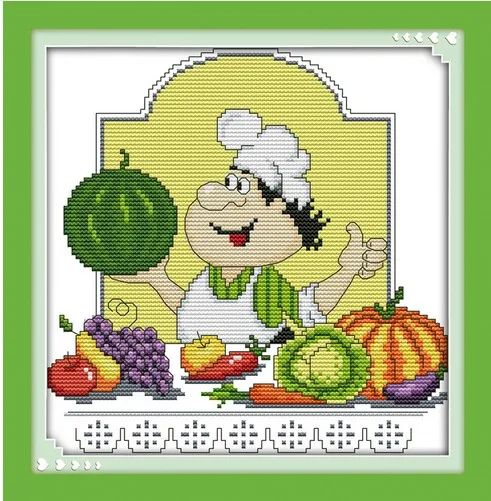 

Humor chef Funny cook Kitchen decor Counted print DMC 14CT 11CT 18CT Cross Stitch Needlework kit Embroidering multi picture plus